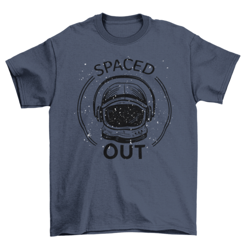 Cool Hand Drawn Astronaut Helmet Headphones Cartoon Joke Quote "Spaced
