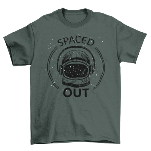 Cool Hand Drawn Astronaut Helmet Headphones Cartoon Joke Quote "Spaced