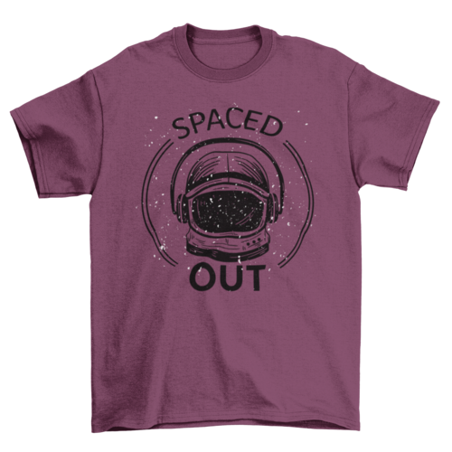 Cool Hand Drawn Astronaut Helmet Headphones Cartoon Joke Quote "Spaced