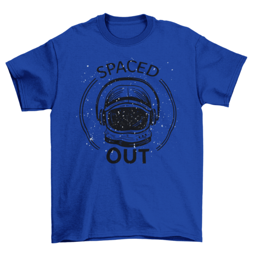 Cool Hand Drawn Astronaut Helmet Headphones Cartoon Joke Quote "Spaced