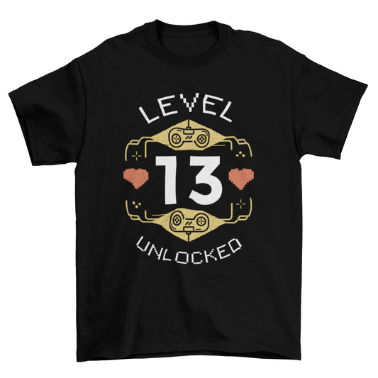 Cool gaming retro Level unlocked with joysticks and hearts t-shirt