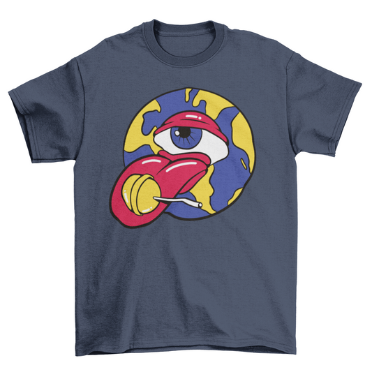 Trippy eyeball with a lollipop t-shirt
