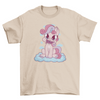 Cute cartoon unicorn with candy on clouds t-shirt