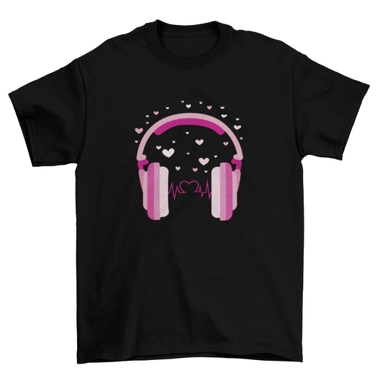 Valentine's day headphones t-shirt