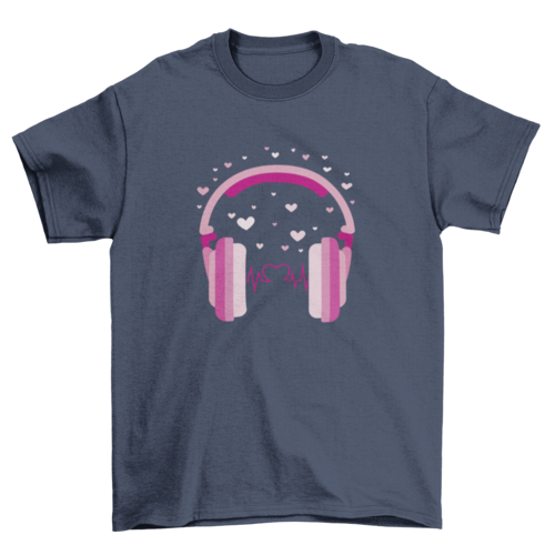 Valentine's day headphones t-shirt