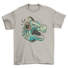 Angry dino listening to music t-shirt